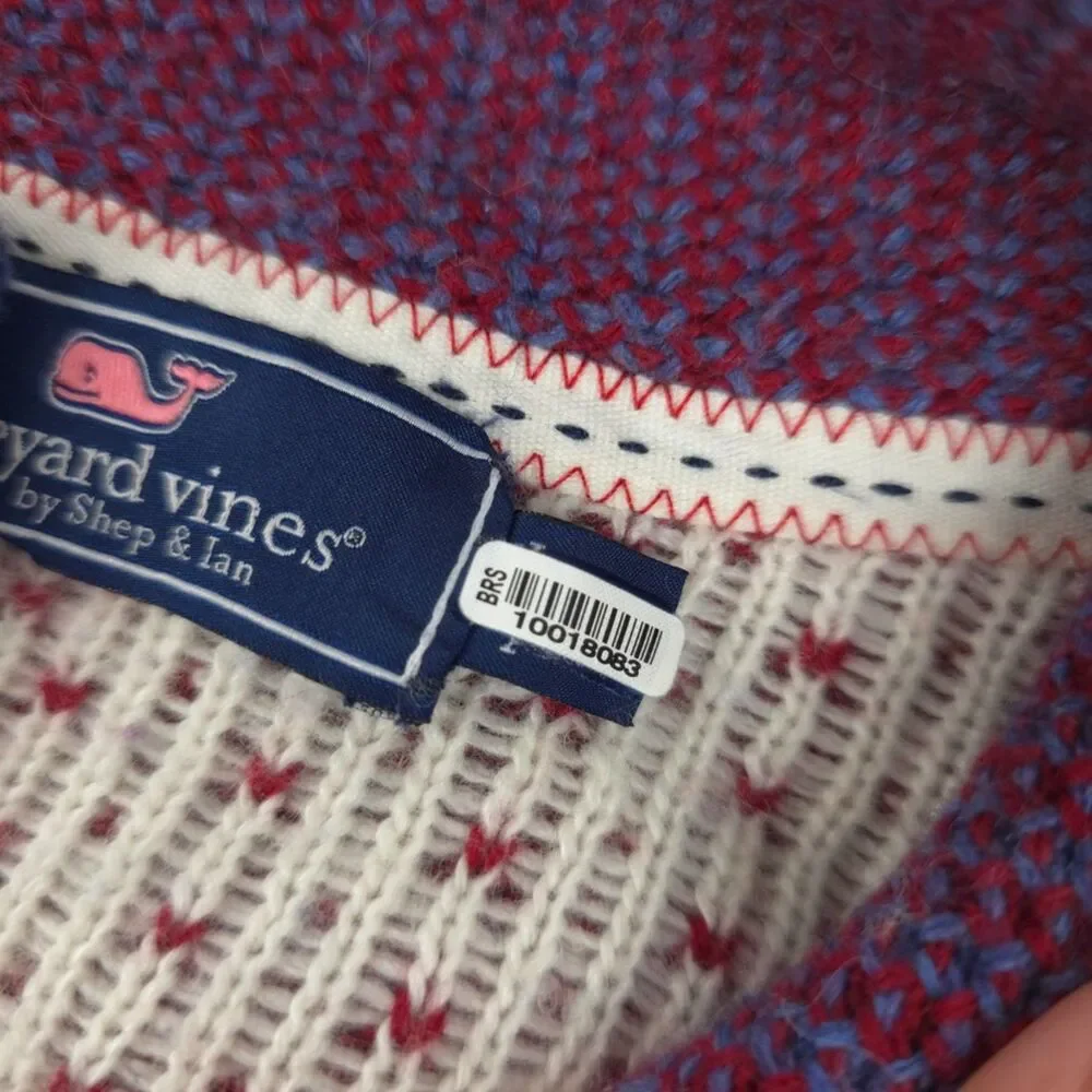 VINEYARD VINES Merino Wool Alpaca Fair Isle 1/4 Zip Sweater Preppy Old Money